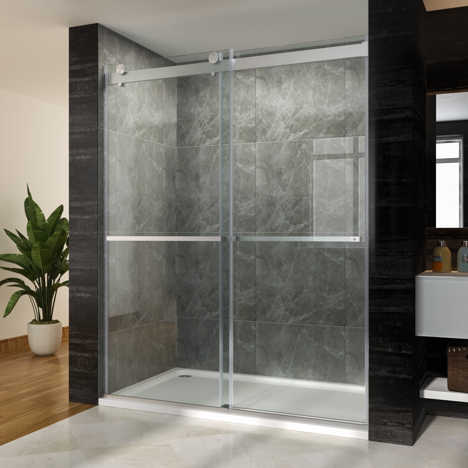 SUNNY SHOWER Door Frameless Shower Enclosure 3/8 inch ...