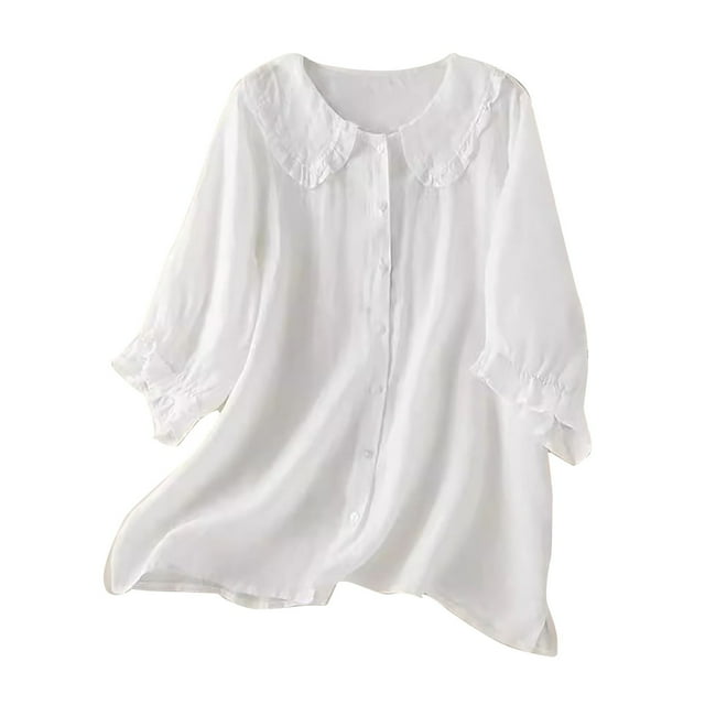 Chemises pour Femmes Femmes Liquidation T-Shirt Mélangé pour Femmes Chemise Ample en Lin à Manches Courtes Rétro à Col Rond Amincissante Grande Taille