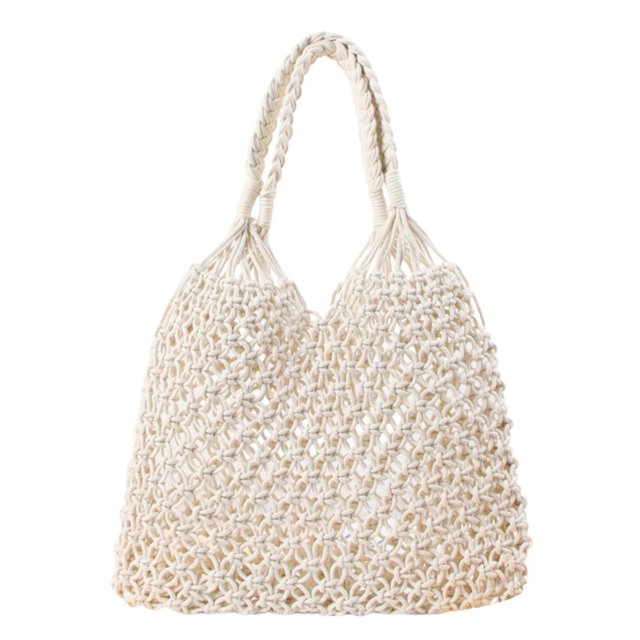 Aesthetic Tote Bag Exquisite Woven Pattern Large Capacity Hollow Out Handmade Double Handle Daily Collocation Ladies Cut-Out Handbag Shopping Bag for Travel