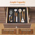 thumbnail image 4 of Lifewit Utensil Drawer Organizer, Expendable Cooking Silverware Tray for Kitchen Drawer, Bamboo Adjustable Cutlery Flatware Holder, Spatula Tools and Gadgets Storage Divider, 3 Compartments, Black, 4 of 8