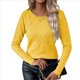 thumbnail image 3 of Suéteres de Cuello Redondo, Larga, Ligeros, Holgados y de Punto para Mujer, Estilo Informal, A , para Otoño Amarillo L, 3 of 8