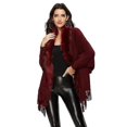 thumbnail image 3 of Suéter informal abrigo de longitud media a prueba de frío suave mujer invierno cuello de felpa capa larga, 3 of 5