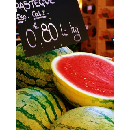 Watermelons for Sale at Market in Rue St. Clair, Annecy, Rhone-Alpes, France Print Wall Art By David