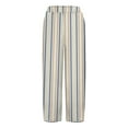 thumbnail image 4 of Women's Casual Pants Striped Linen Pants For Women Summer Casual Wide Leg Pants With Pockets Comfy Cropped Palazzo Pants,Gold Women's Casual Pants M, 4 of 5