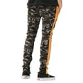 thumbnail image 4 of Ma Croix Mens Stripe Track Zipper Pants Camo Tone Skinny Fit Elastic Athletic Training Bottom, 4 of 6