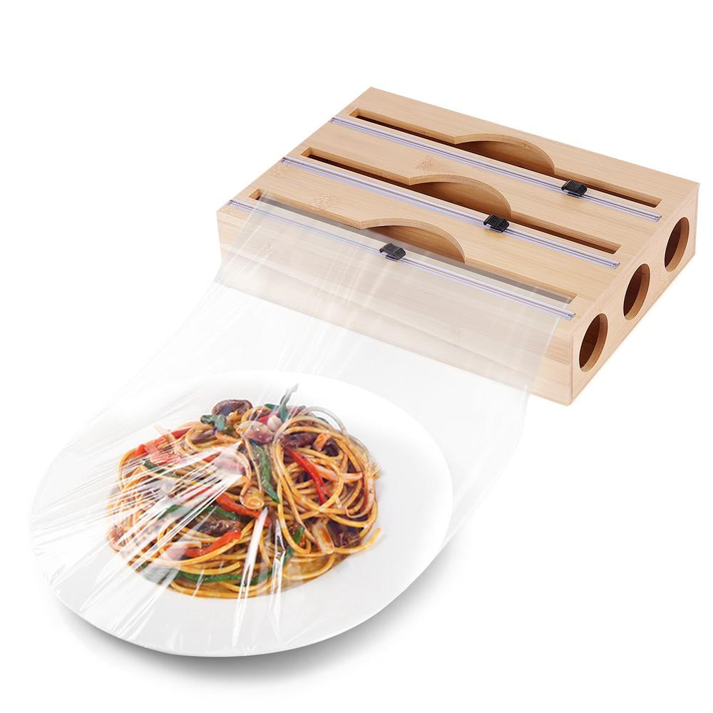 IMSHIE Cling Film Food Wrap Dispenser Roll Tin Foil Storage with Slid