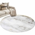 thumbnail image 2 of 3ft Washable Round Rug, White Marble Non-Slip Circle Area Rug for Bedroom Bedside, Abstract Gold Circle Marble Texture Contemporary Soft Indoor Floor Mat for Home Decor, 2 of 9