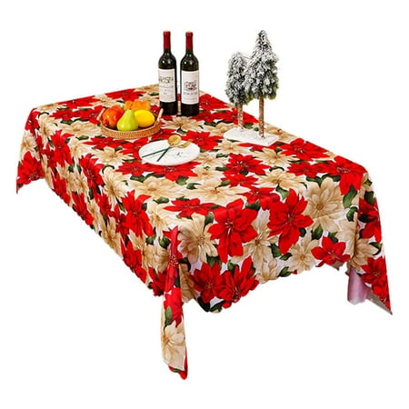 

Fovolat Christmas Table Cover|Reusable Rectangular Christmas Tablecloth| Santa Claus Snowflakes Elk Snowman Table Cloth Perfect for Christmas Party Dinner Table Decorations
