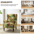 thumbnail image 6 of Wingback Accent Chair with Floral Pattern Set of 2, Traditional Fabric Armchair with Nailhead Trim Wooden Legs Living Room Bedroom Yellow, 6 of 7