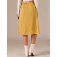 thumbnail image 4 of DARING DIVA Women's A-Line Button Front Belted Midi Skirts S Yellow, 4 of 6