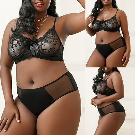 

RPVATI Women Sexy Lingerie Set Sexy Lace Underwire Plus Size High Waisted Bra and Panty Set