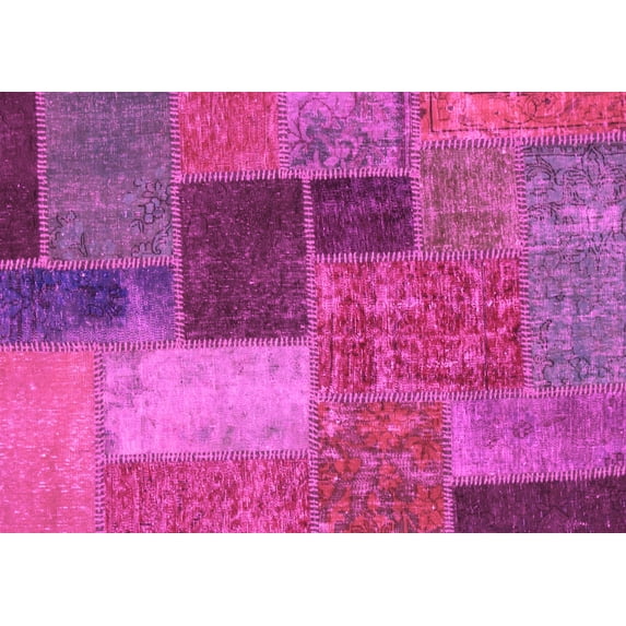 Ahgly Company Indoor Rectangle Patchwork Pink Transitional Area Rugs, 5' x 7'