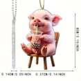 thumbnail image 3 of Acrylic Drink Milk Tea Cute Piglet Rearview Decorative Pendant Backpack Keychain Decorative Pendant, 3 of 8