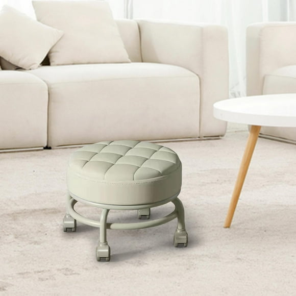 Taburete con ruedas giratorias de 360  degree, taburete con ruedas de polea, ruedas giratorias universales pequeñas y resistentes, mini taburete móvil para Beige perfecl Asiento rodante bajo