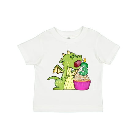 

Inktastic Dragon Cupcake 3rd Birthday Gift Toddler Boy or Toddler Girl T-Shirt