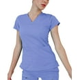 thumbnail image 4 of Adar Scrub Set for Women - Curved V-Neck Scrub Top & Tapered Drawstring Scrub Pants - 4402 - CBL - M Ceil Blue, 4 of 7