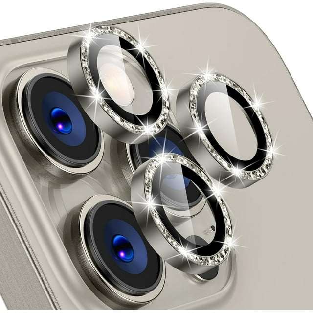 Rejoda-Protecteur d'Objectif Compatible pour iPhone 16 Pro Max/16 Pro/14 Pro Max/14 Pro, Couverture en Verre Trempé Alliage d'Aluminium Accessoires de Protection d'Écran de Caméra, Compatible avec Étui