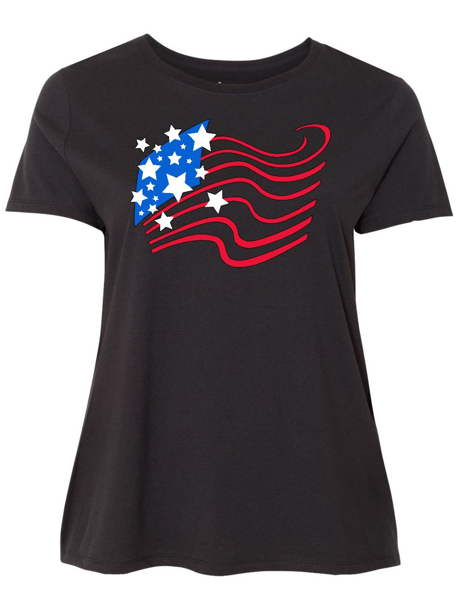 INKtastic - Stylized American Flag Fourth of July Women's Plus Size T-Shirt - Walmart.com