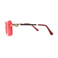 thumbnail image 3 of Mens Luxury Rimless Pimp Baller Rectangle Sunglasses Gold Red, 3 of 4