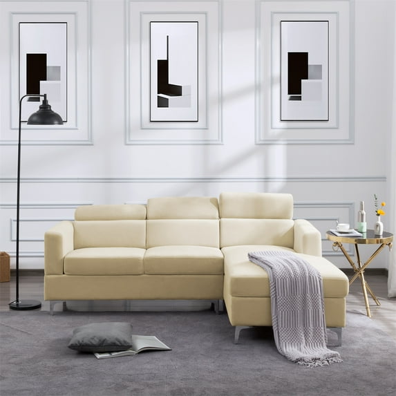 Topcobe 83" Modern L Shaped Sectional Couch Sofa for Small Space, Beige