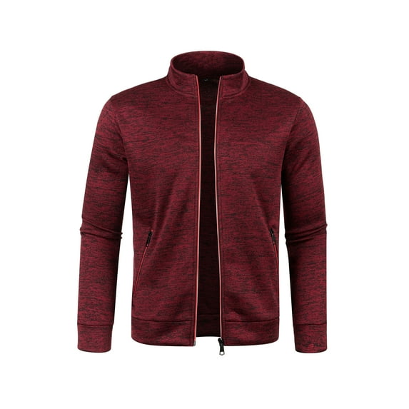 Seyurigaoka Men Oversized Zip Up Knit Jacket Solid Color Casual Loose Stand Collar Long Sleeve Jacket for Outwear Streetwear