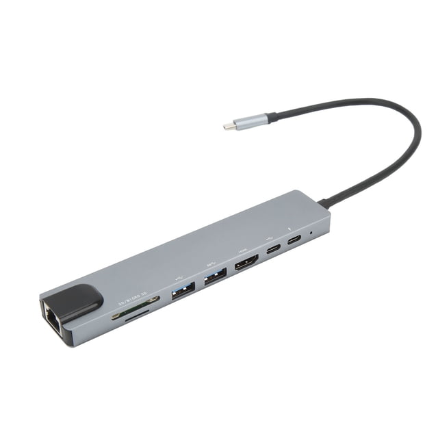 Adaptador de concentrador USB C 8 puertos Bling Bling tipo C adaptador Ethernet estación de acoplamiento diseño aerodinámico