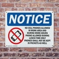 thumbnail image 4 of (2 Pack) No Cell Phones Allowed In Work OSHA Notice Sign 18 Inch X 12 Inch Indoor / Outdoor Rust-Free Aluminum Metal Signs for Workplace, Workshop, and Construction Site, Made in the, 4 of 8