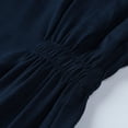 thumbnail image 4 of Puntoco Vestido De Manga Corta Con Cuello En V, Vestido Superior De Cintura Con Botones De Color Sólido Con Cuello En V Para Vacaciones De Verano Para Mujer Azul Oscuro M, 4 of 7
