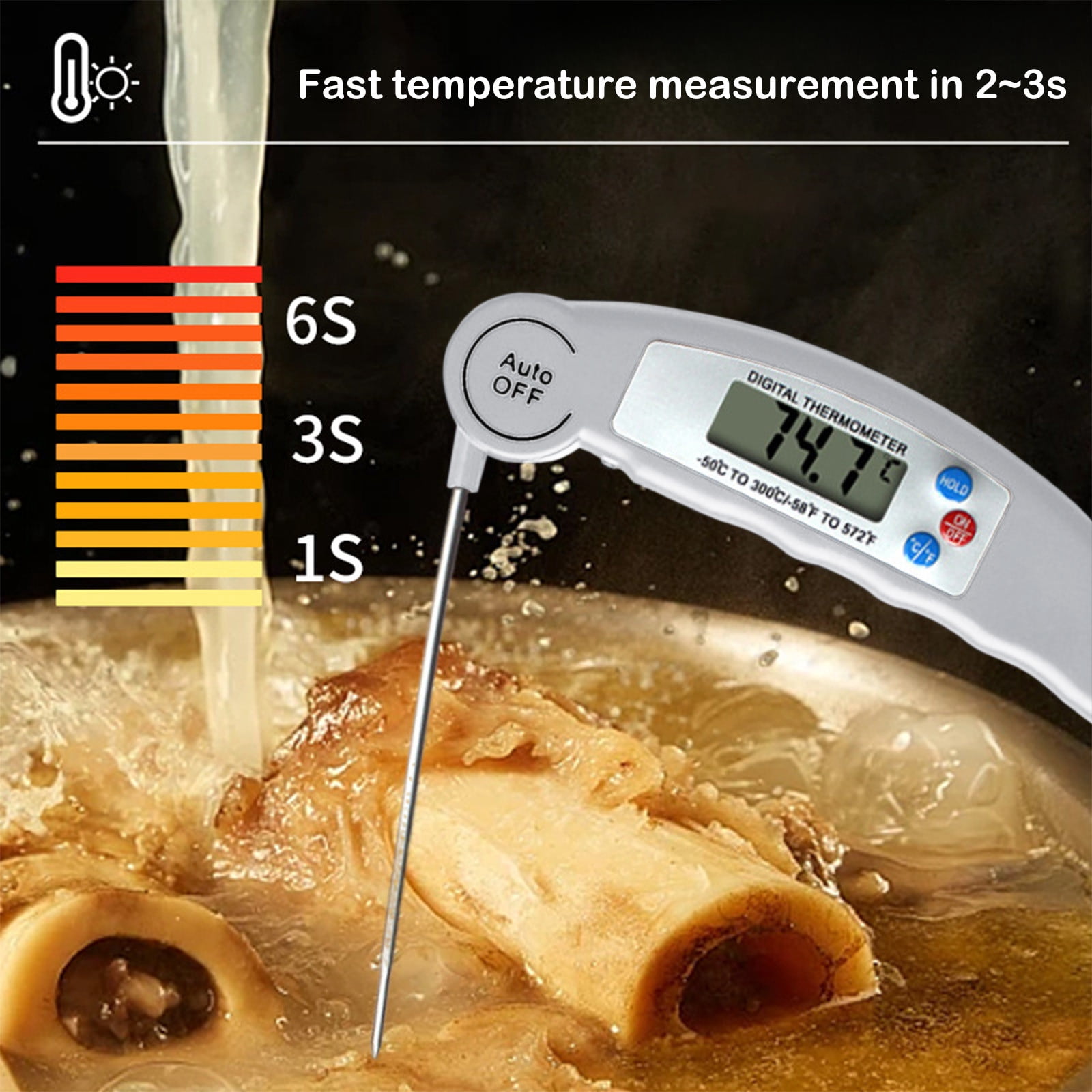 TaTaai 3Pcs Meat Thermometer Digital for Cooking & Baking, Grilling Wireless Food Thermometer Probe for Temperature, Liquids, BBQ, Smoking, Chicken, Steak, Kitchen Gadgets & Grilling