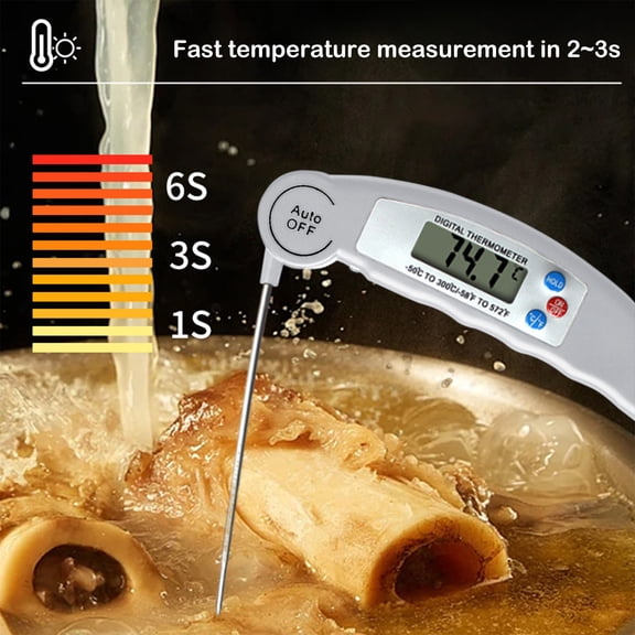 geerera Digital Instant Read Food Thermometer, Foldable Probe Cooking Thermometer for Meat, BBQ, Baking & Deep Frying