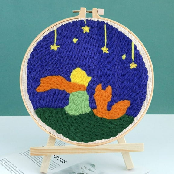 Little Prince Punch Needle Kits Adults Beginner, Handcraft DIY Craft Hoop Kit with Instructions Home Decor