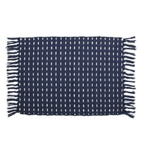Fennco Styles Kensrue Collection Rustic Dashed Woven Cotton 14 x 20 Inch Placemats, Set of 4 â€“ Navy Blue