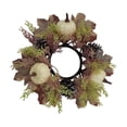 thumbnail image 3 of Artificial Fall Pumpkin Candle Ring for Harvest Home Decor, Rustic Faux Maple Leaf Candle Holder Wreath, Thanksgiving Table Centerpiece Decor, Seasonal Autumn Accent Ring, 3 of 6