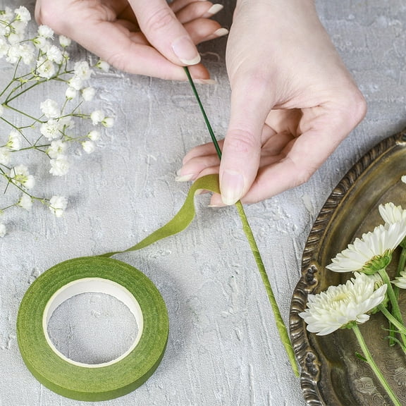 Uxcell 1/2 inch Width 30 yard Floral Adhesive Tape Light Green