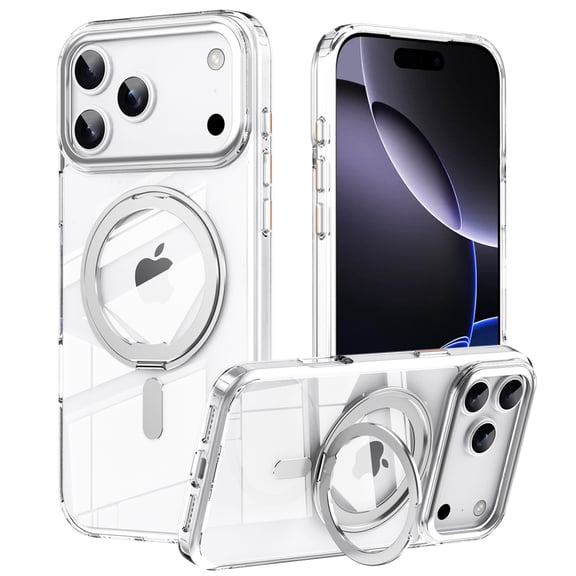 Magnetic Stand for iPhone 18 Pro Max Case, Compatible with MagSafe, Slim Translucent Shockproof Phone Cover,Clear