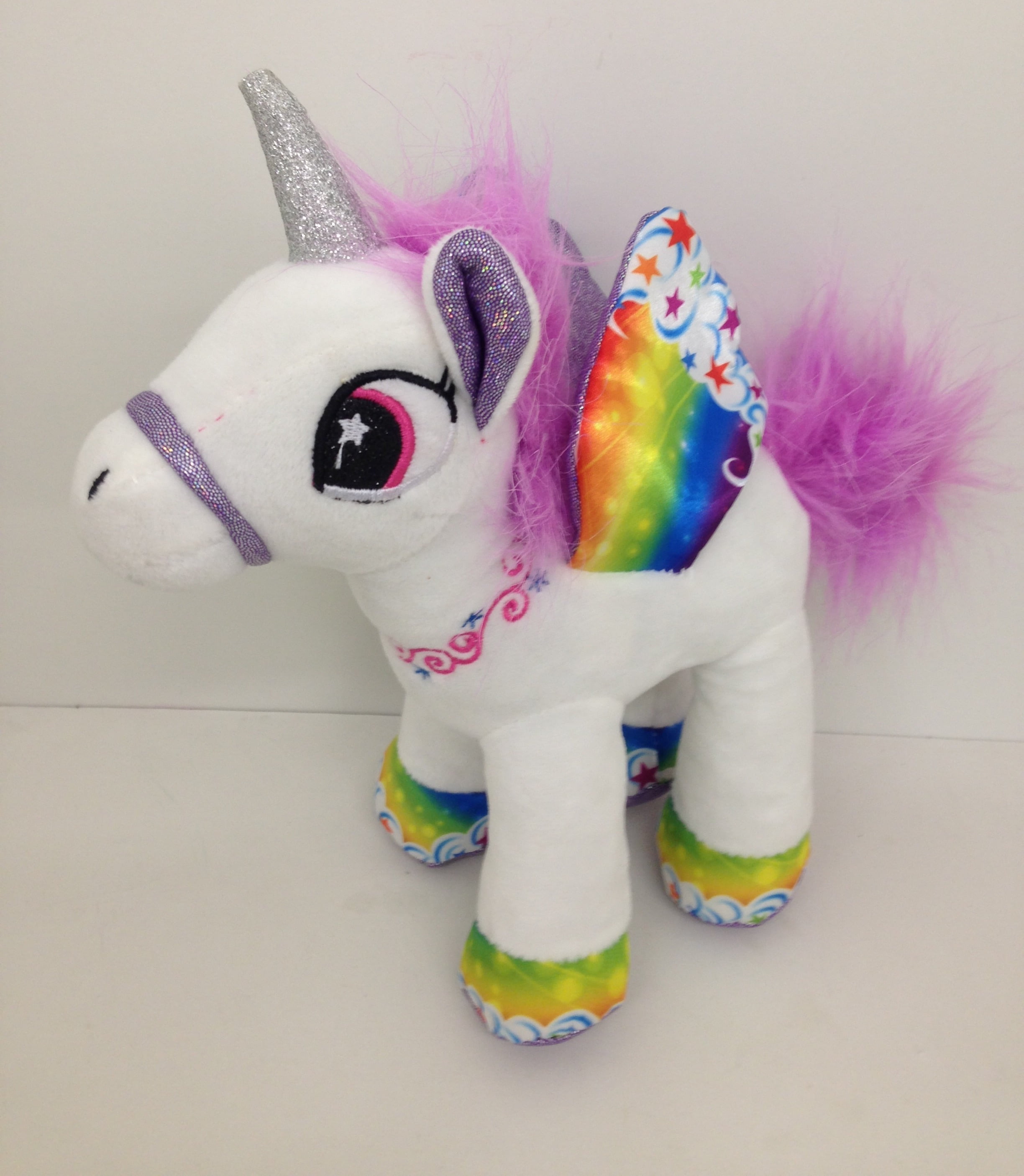 White Unicorn with Rainbow Wings Soft Stuffed Plush Animal Toy - 8 ...