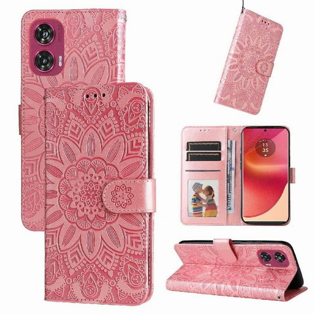 Funda tipo cartera GANGXUN para Motorola Edge 50 Fusion , diseño girasol, cuero PU, soporte, cierre magnético, tarjetero