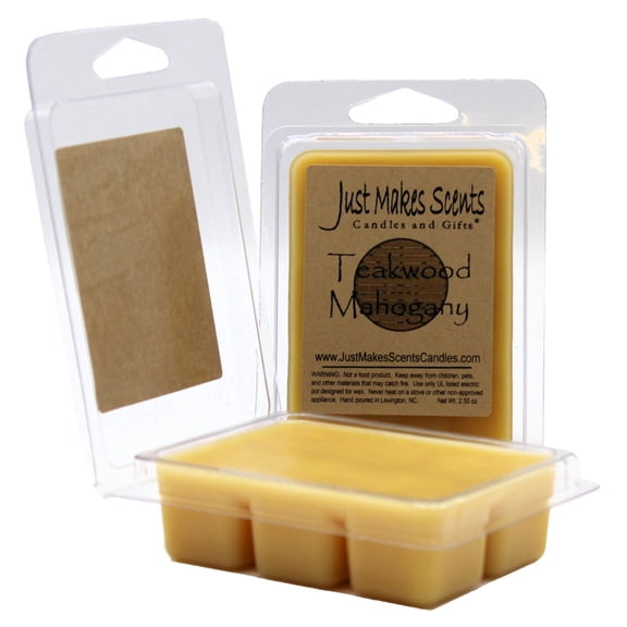 Teakwood Mahogany 2-Pack Homemade Soy Wax Melts -Just Makes Scents Candles & Gifts