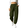 thumbnail image 2 of Pileajo Women's Casual Wide Leg Pants Drawstring High Waist Trousers Going out Jogger Pants with Side Pockets, 2 of 9