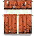 thumbnail image 6 of Halloween Kitchen Curtains and Valances Set of 3, Orange Pumpkin Ghost Bat Halloween Decor,Horror Halloween Curtains and Valances Short Curtain Set for Kitchen Bedroom Decor 36 Inch, 6 of 6