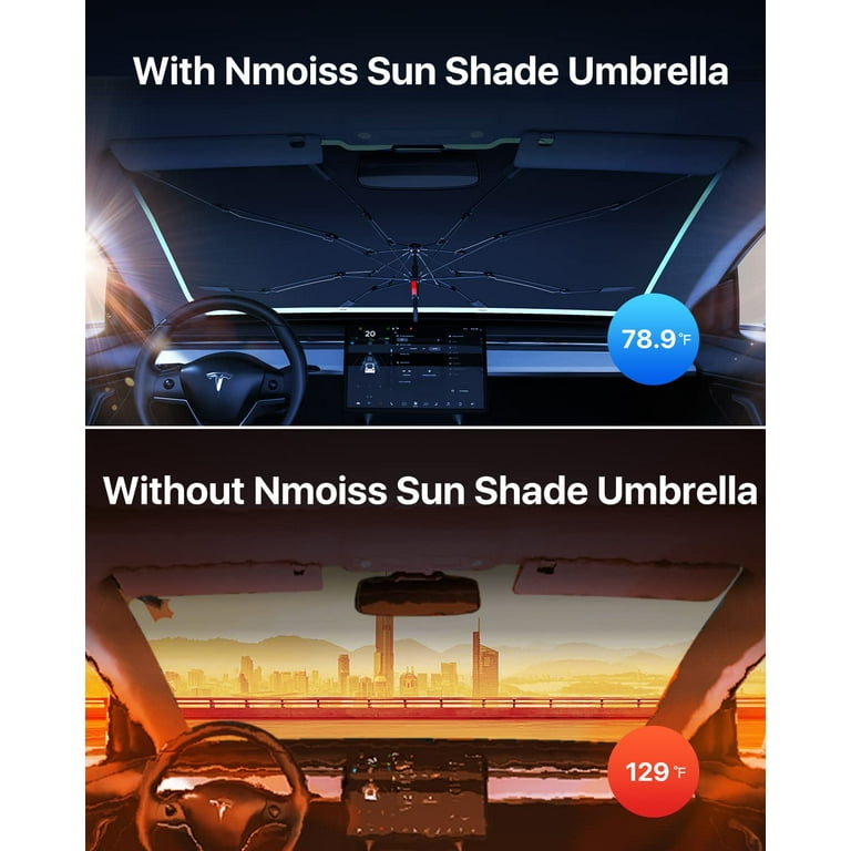 Nmoiss [2023 Upgrade] Sun Shade Umbrella for Car Windshield - [Newest  Reflective Coating] Protect Car from Sun Rays & Heat Damage Keep Cool and
