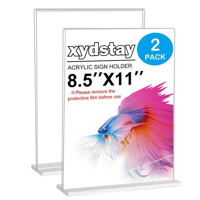 Porta letreros acrílico xydstay 8.5 x 11 vertical, paquete de 2