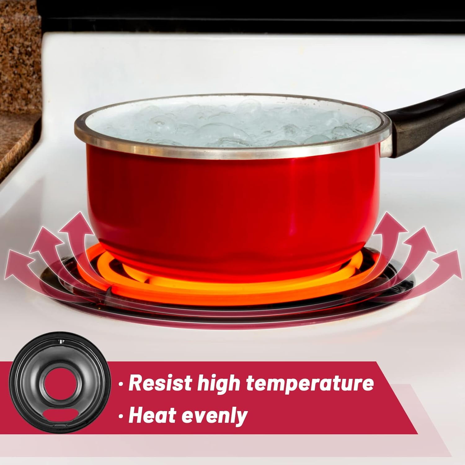 Black Stove Drip Pans, 10% Energy Save by Enamel Spraying Prevent Bending and Rust - Include 2 6'' Burner Drip Pans and 2 8'' Drip Bowl