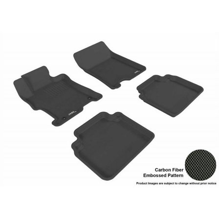 3D MAXpider 2008-2012 Fits Honda Accord 1st Row 2nd Row Kagu Carbon Fiber Embossed Pattern Black Floor Mat L1HD00801509