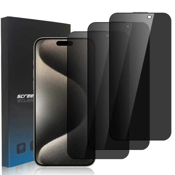 ZYQEEE 3 Pack Privacy Screen Protector Compatible for iPhone 15 Pro Max - 6.7", Anti-Spy Tempered Glass, Bubble-Free, Easy Install