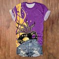 thumbnail image 2 of PMUYBHF T-Shirt Décontracté Mode Femme Col Rond Manches Courtes Imprimé Couleur 9943 m, 2 of 4