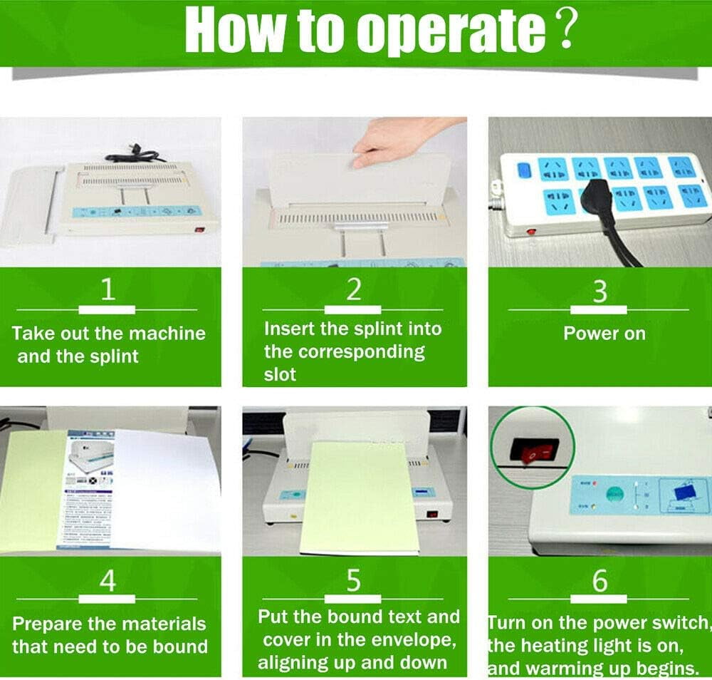 Thermal Binding Machine, 110V Hot Glue Binding Machine A4 Document Contract Heat Binder Electric Book Binder 1-50MM Binding Thickness