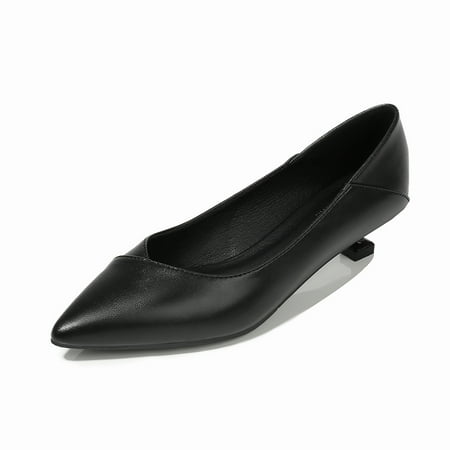 

Black Shoes Women‘s Work Shoes Professional Soft-soled Etiquette Shoes Mid-heel Interview Work Shoes Single-layer Shoes Women‘s Pointed High-heeled Shoes