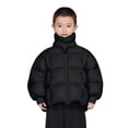 thumbnail image 2 of Kids Stand Collar Down Jacket, Boys & Girls Regular Length Warm Winter Coat with Triple Protection, Cold Proof Puffer Outerwear for Cold Weather Black, 2 of 4