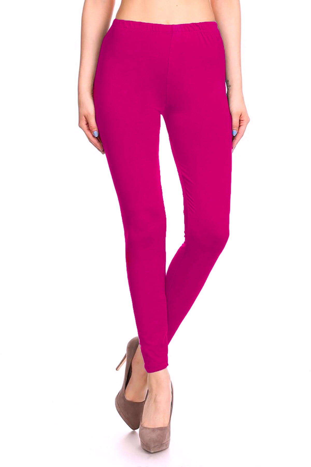 Leggings Depot-LDR128-NEONFUCHSIA Basic 